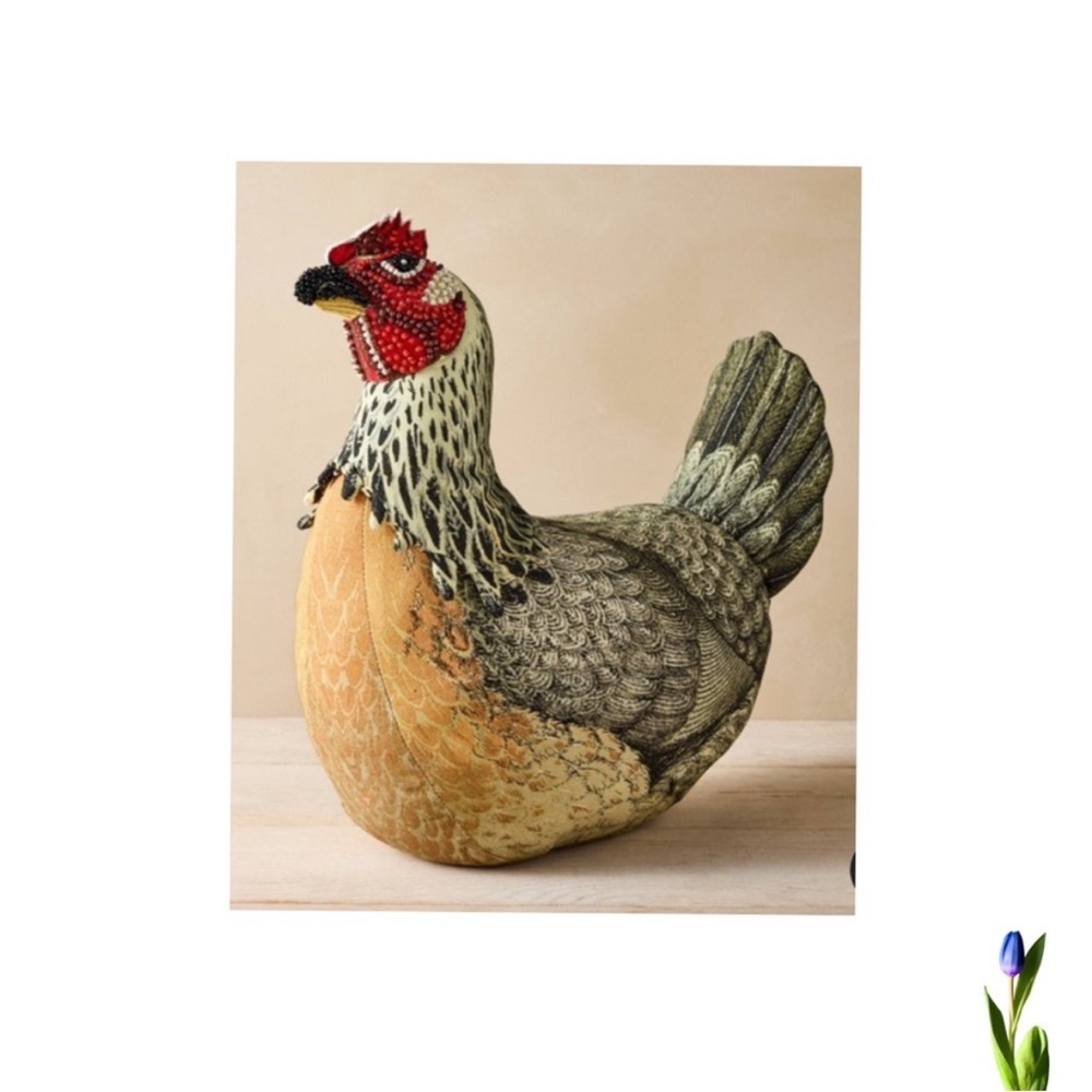 John Derian Chicken
Beaded Pillow 14X13 New